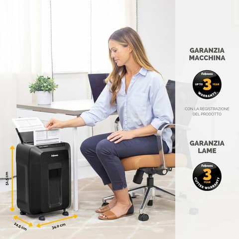 Distruggidocumenti automatico AutoMax 80M - P-4 - 17 L - taglio a microframmenti 4x12 mm Fellowes nero